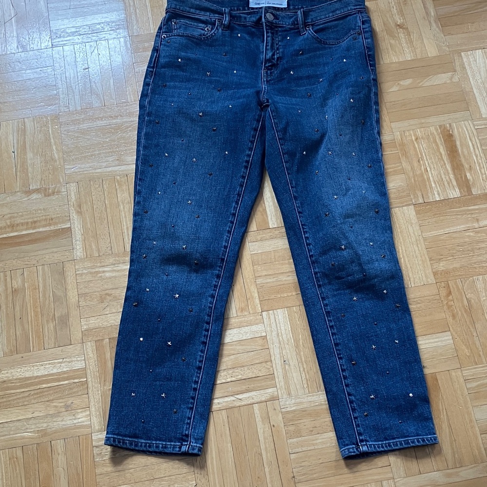 GAP Best Girlfriend Jeans with star shaped silver studs bling size 28